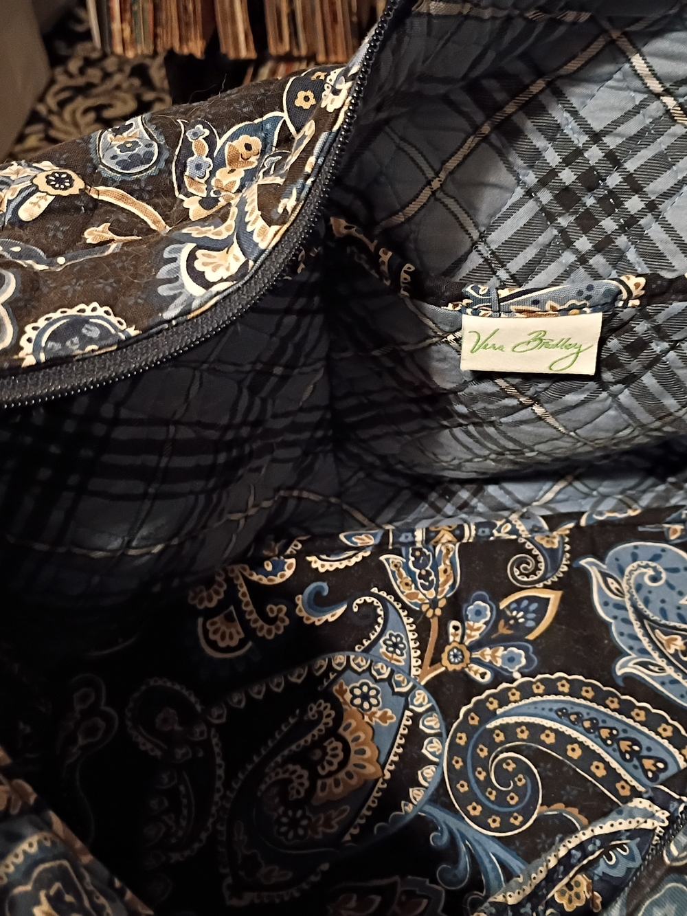Vera Bradley Men's Quilted Paisley Travel Bag - Blue & Black